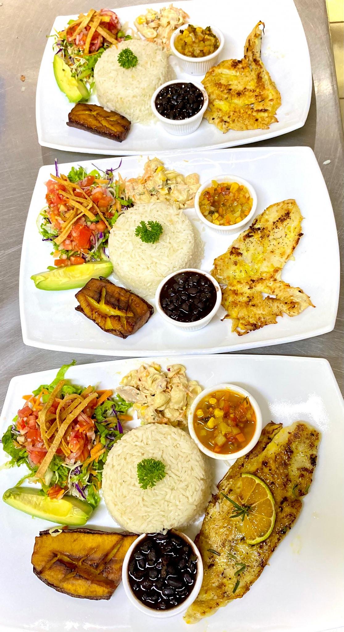 Costa Rican casado plates served at the Curú dining room