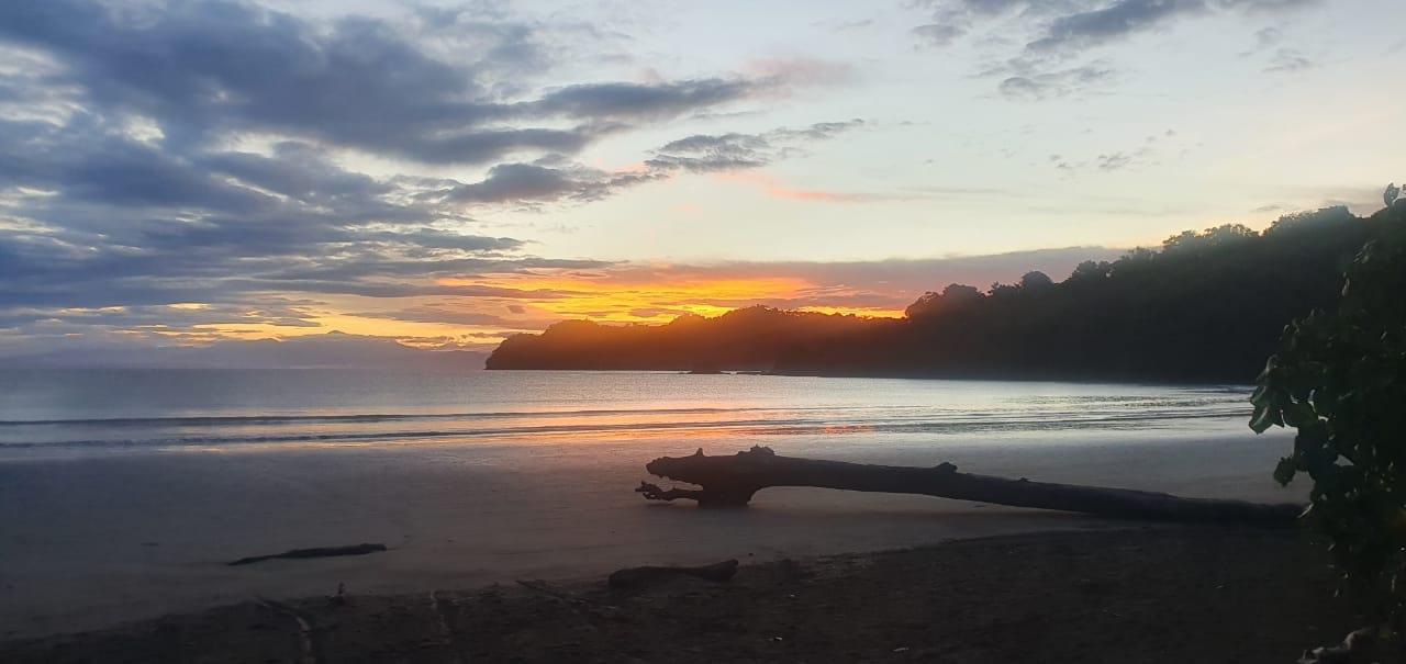 Sunset over the beach and bay at Curú Wildlife Refuge